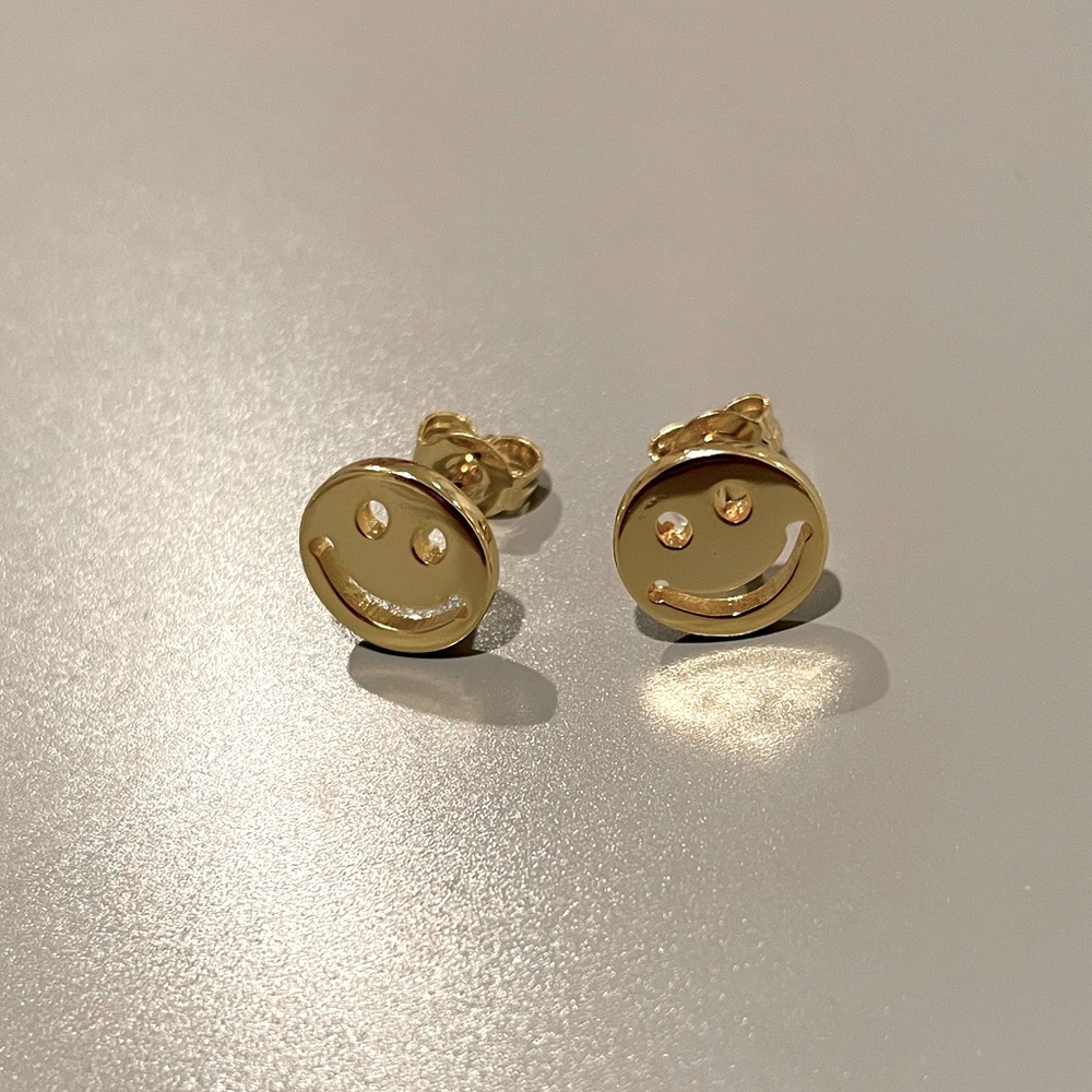 Gold Plated Smiley Stud Earrings